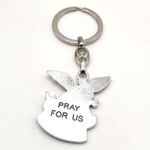 Archangel Saint Michael Keychain Stainless Christian Catholic Faith Birthday NEW